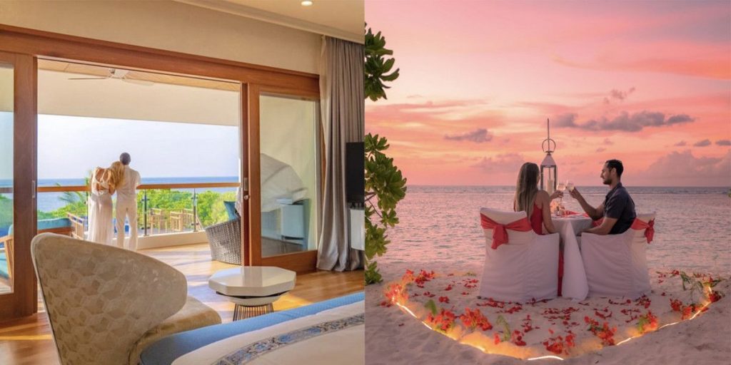Luxury overwater villa with private infinity pool at Hideaway Beach Resort, Maldives, perfect for couples seeking a romantic and private honeymoon.